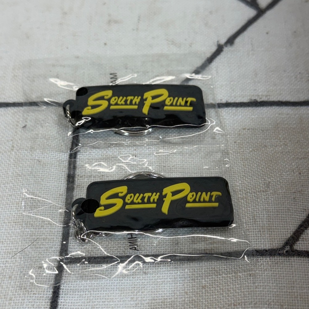 South Point Casino Keychain OS Black Yellow Las‎ Vegas Souvenir Set of 2 New